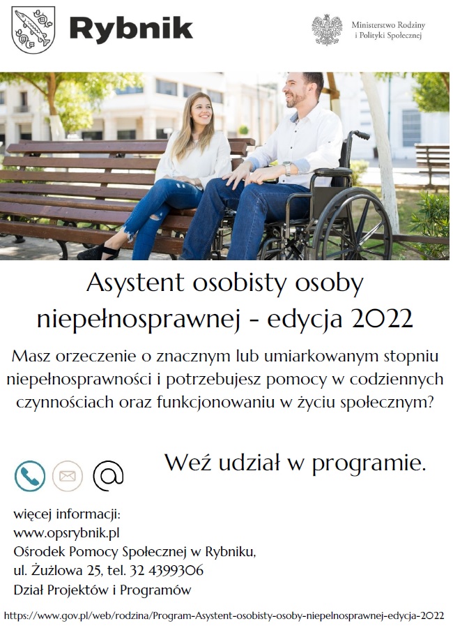 Plakat dotyczący Programu Asystent osobisty osoby niepełnosprawnej - edycja 2022